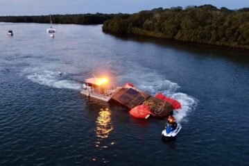 FILE: The Daisy May is refloated in the Caboolture River in September 2020. Photo: Maritime Safety Queensland
