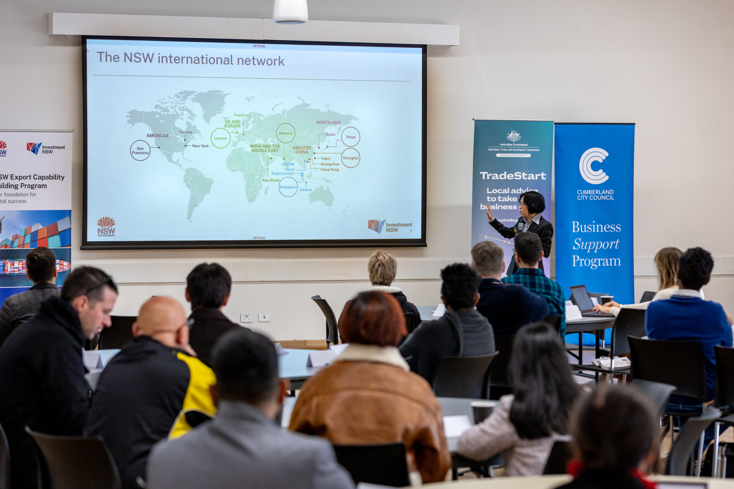 Senior export adviser Helen Chen runs the workshop on Monday. Photo: Cumberland City Council