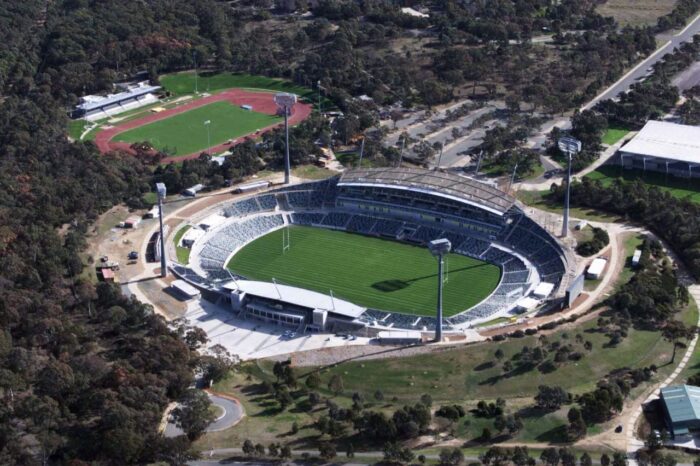 GIO Stadium in Canberra put up the full house sign for Wednesday's game. Photo: GIO Stadium