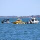Marine rescue vessels off Pelican Park at Woody Point, Redcliffe. Photo: ANDREW KACIMAIWAI