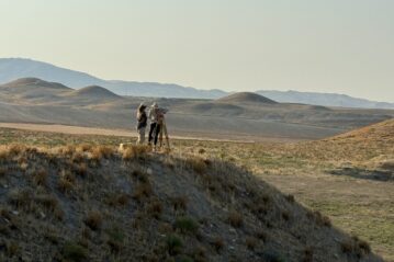 Researchers study mounds near the ancient citadel of Gordion, Turkey. Photo: Prof Brian Rose (Penn Museum)