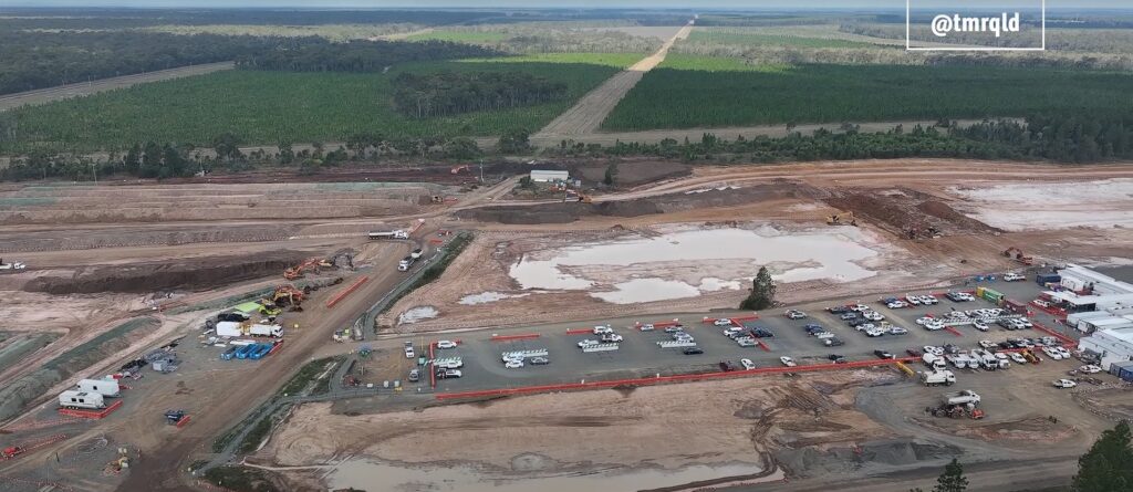 A screen capture of construction work on the Torbanlea plant in August 2024. Image: Qld Govt (TMR).