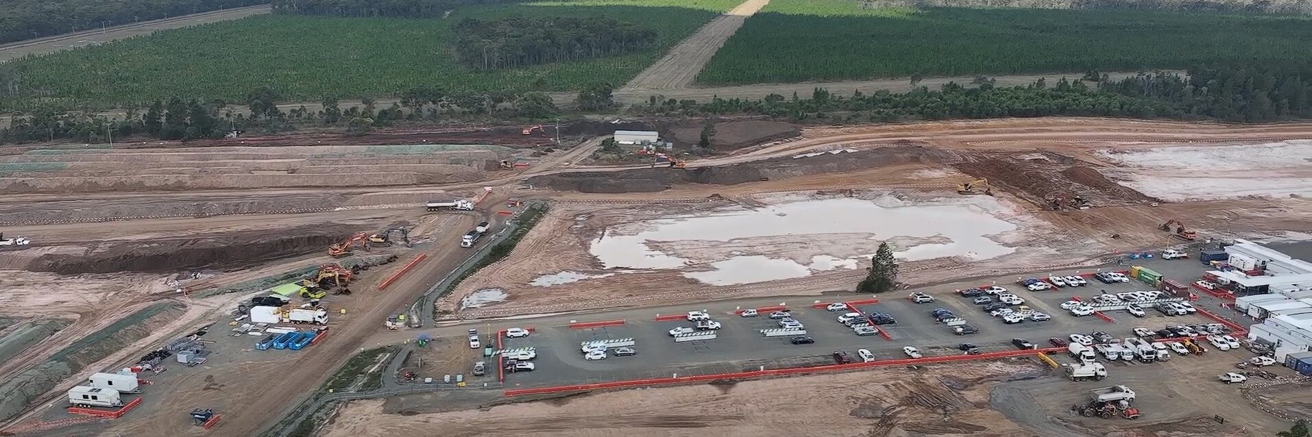 A screen capture of construction work on the Torbanlea plant in August 2024. Image: Qld Govt (TMR).