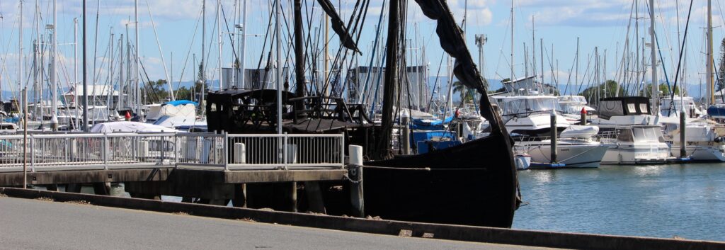 The Notorious, a replica of a 15th century caravel, docked in Scarborough Harbour. Photo: ANDREW KACIMAIWAI