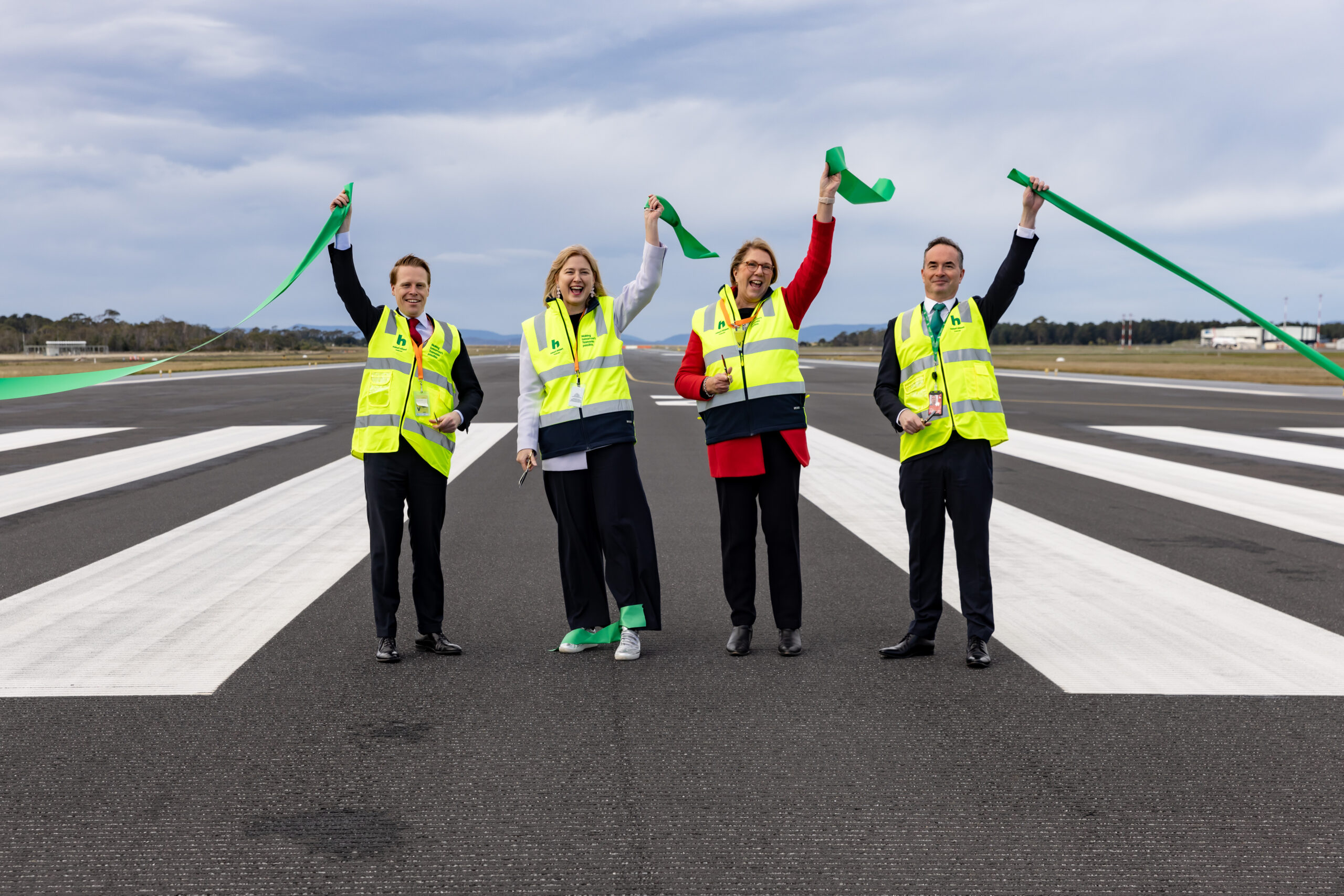 At the recent opening ceremony are (L-R) Richard Dowling, Julie Collins, Catherine King, and Norris Carter. Photo: HOBART AIRPORT