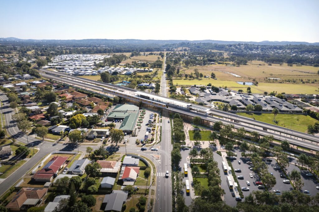 A render of what the Bethania, Logan, crossing would look like. Graphic: Qld Government.