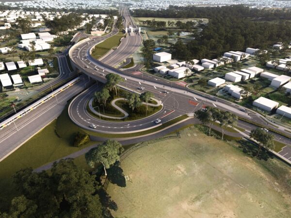 An aerial view of the new Kuraby road bridge. Graphic: Qld Govt