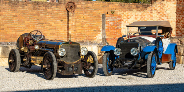 The 1908 MAB aero-powered racer (left) and 1921 Rolls Royce Silver Ghost. Photo supplied