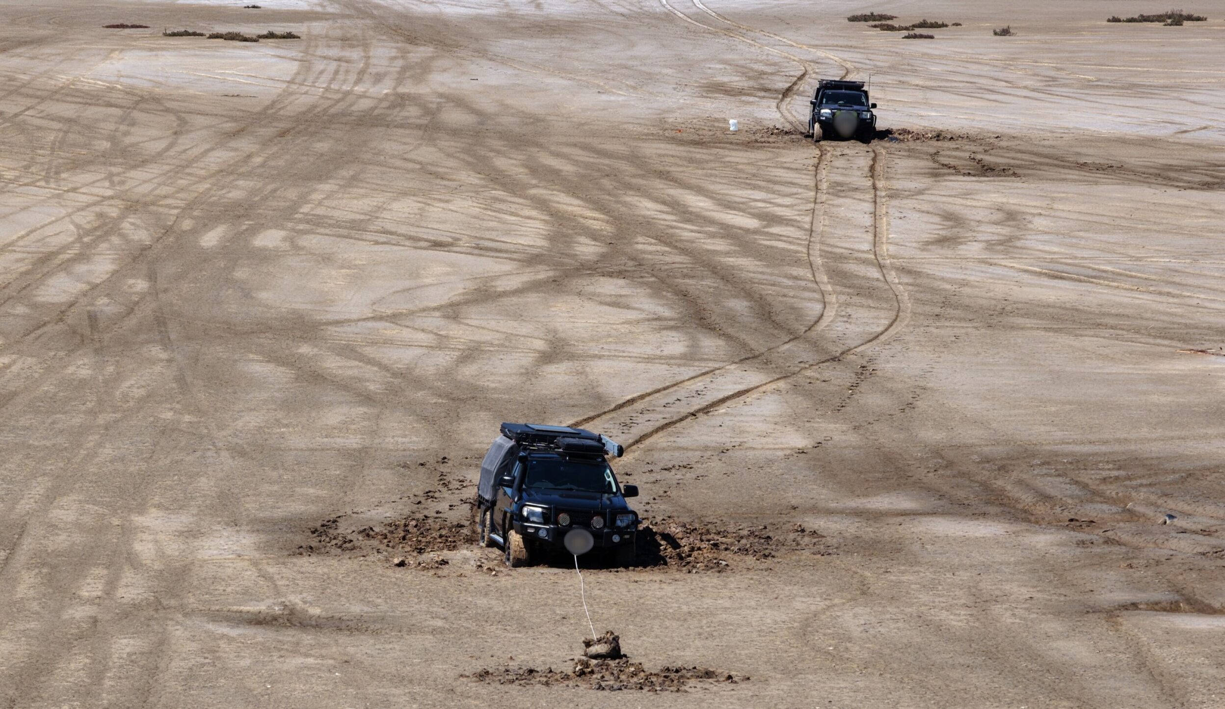 The 4WD vehicles had to be abandoned on the protected saltpans. Photo: supplied/QDE.