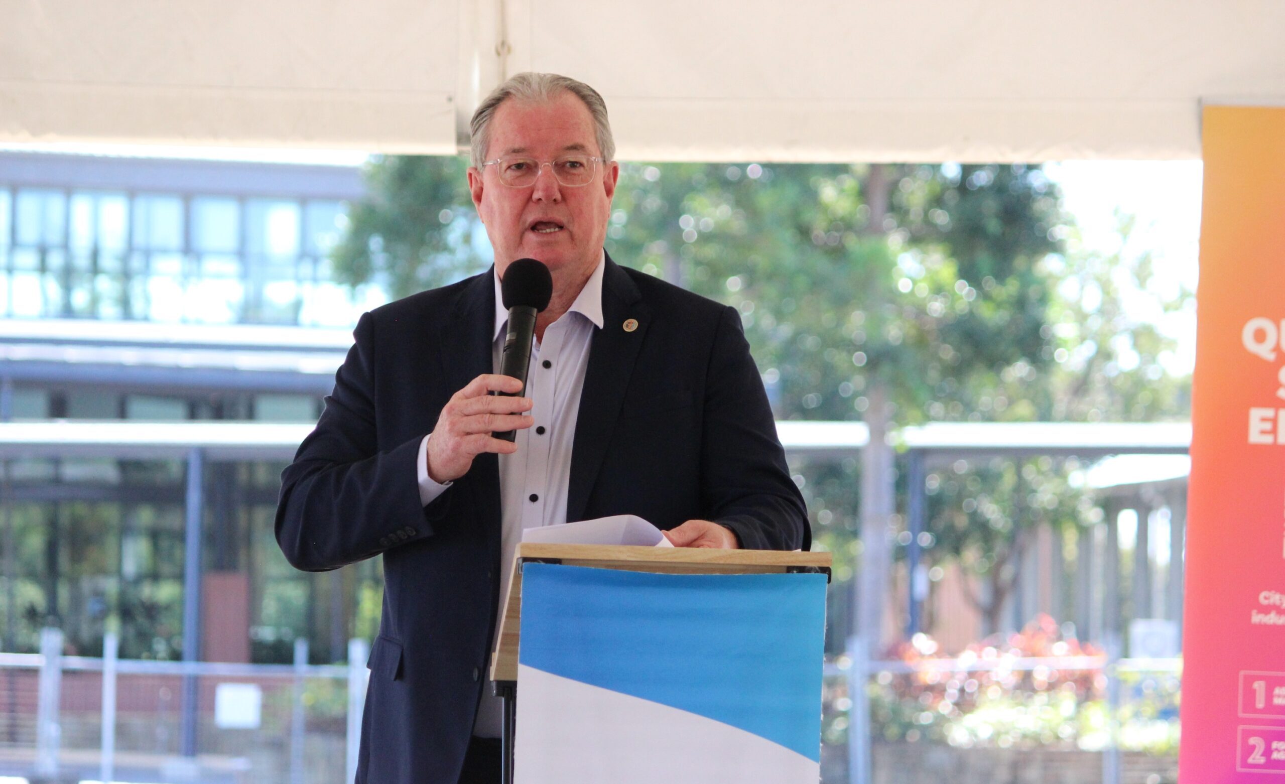 Moreton Bay Mayor Peter Flannery helps launch the new $180m North Lakes hotel precinct. Photo: ANDREW KACIMAIWAI