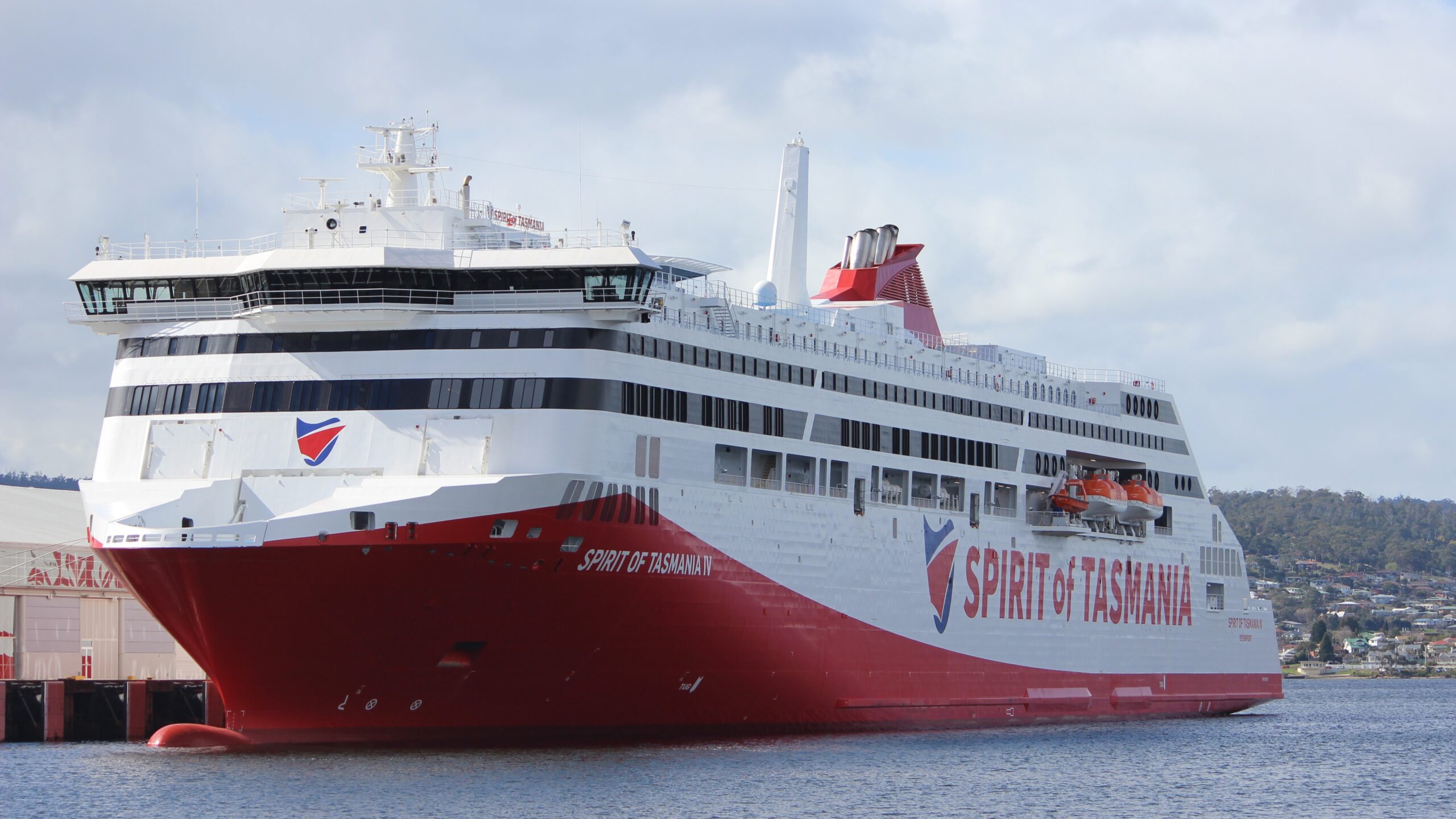 Devonport ... The new Spirit of Tasmania IV ferry at dock in Hobart after making a delayed delivery voyage from Scotland. Photo: ANDREW KACIMAIWAI
