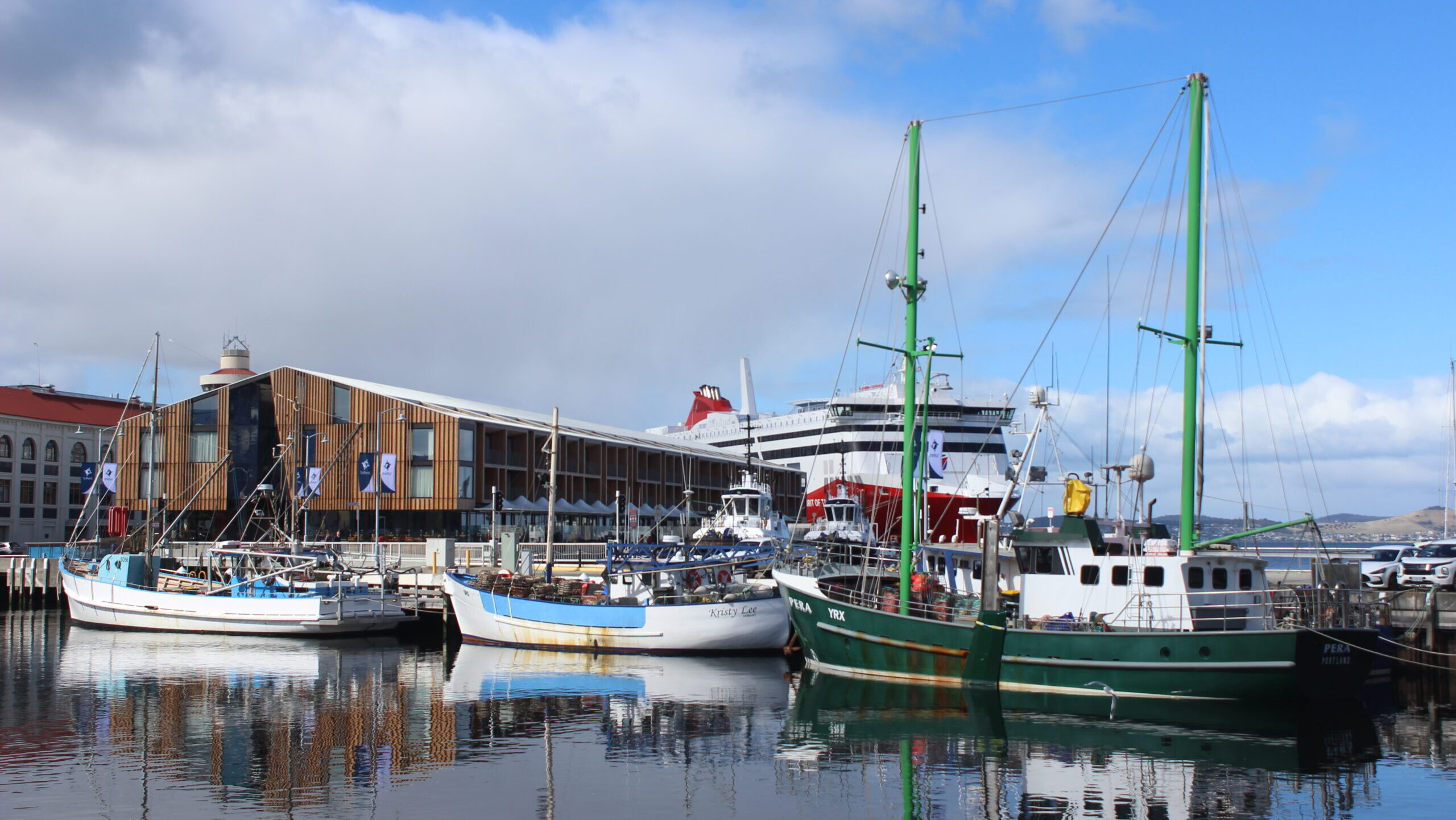 Tasmania .... Constitution Dock in Hobart with the SPirit of Tasmania IV in the background. Photo: ANDREW KACIMAIWAI