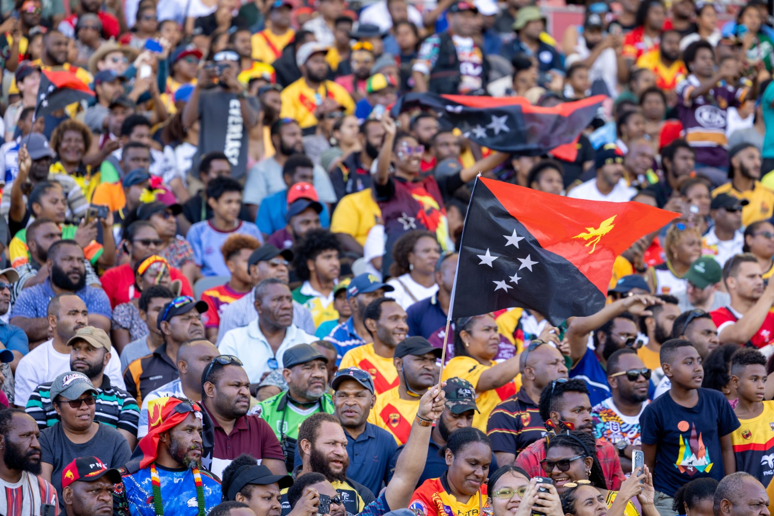 Chiefs … The crowd at the 2023 PM’s XIII men’s and women’s game in 2023. Photo: Sarah Hodges/Department of Foreign Affairs.