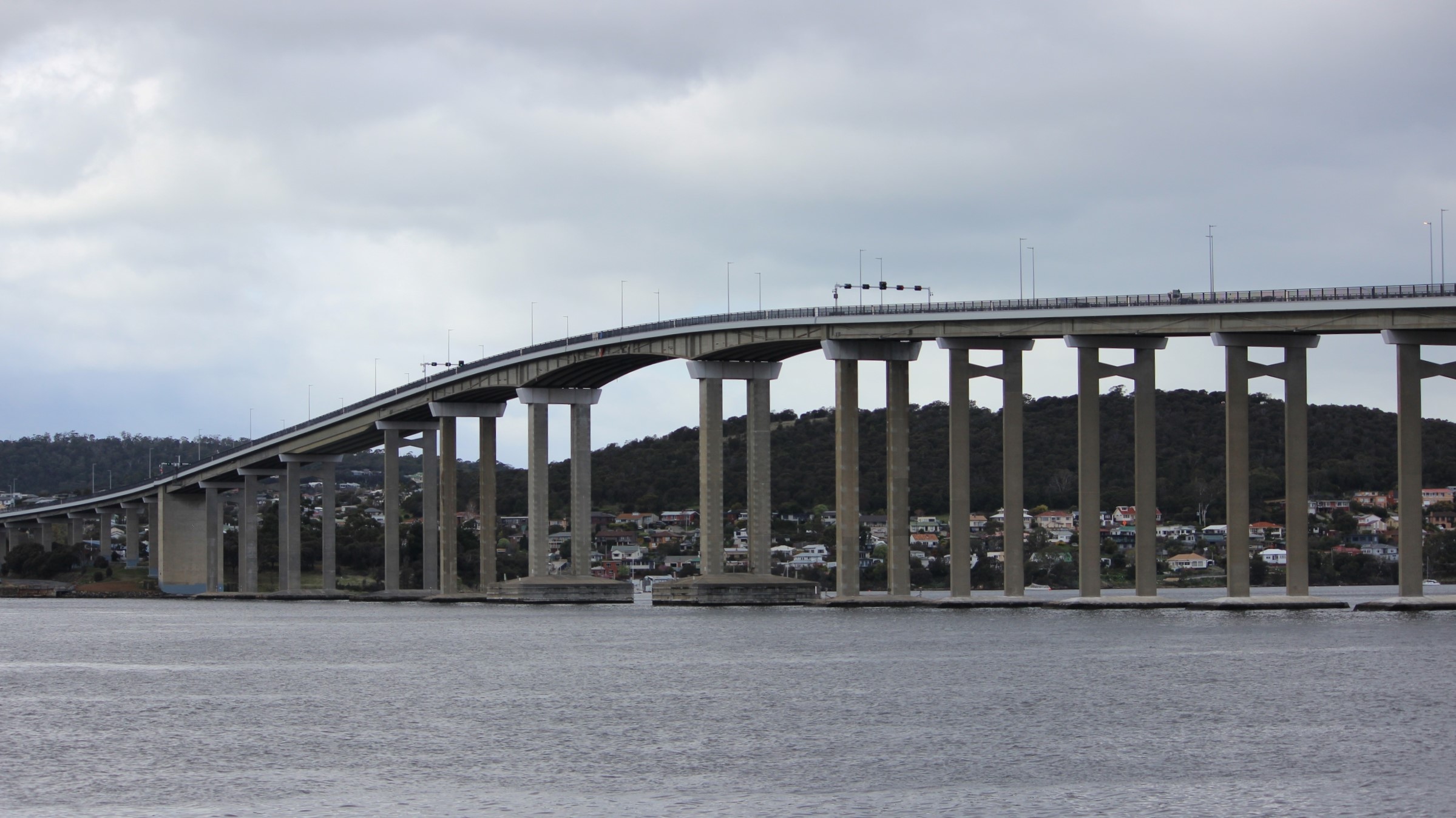 design ... Looking east over the Tasman Bridge. Foot and bike access is going to be made safer. Photo: ANDREW KACIMAIWAI.