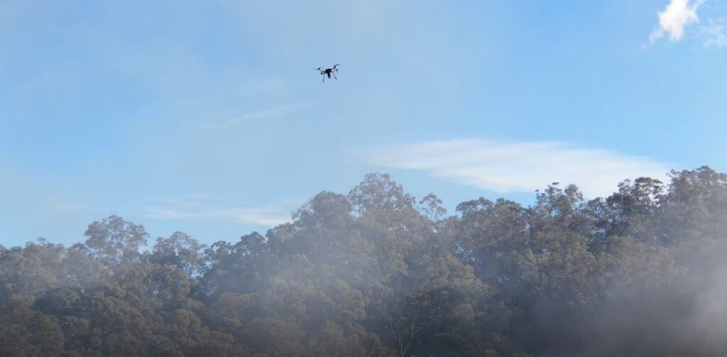 Incendiary drones in use during planned burns at Samford in August. Photo: Moreton Bay City Council