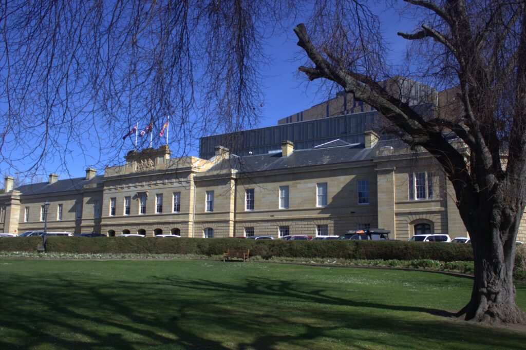 Parliament House in Hobart … the fate of the stadium project is to be decided by state parliament. Photo: ANDREW KACIMAIWAI.