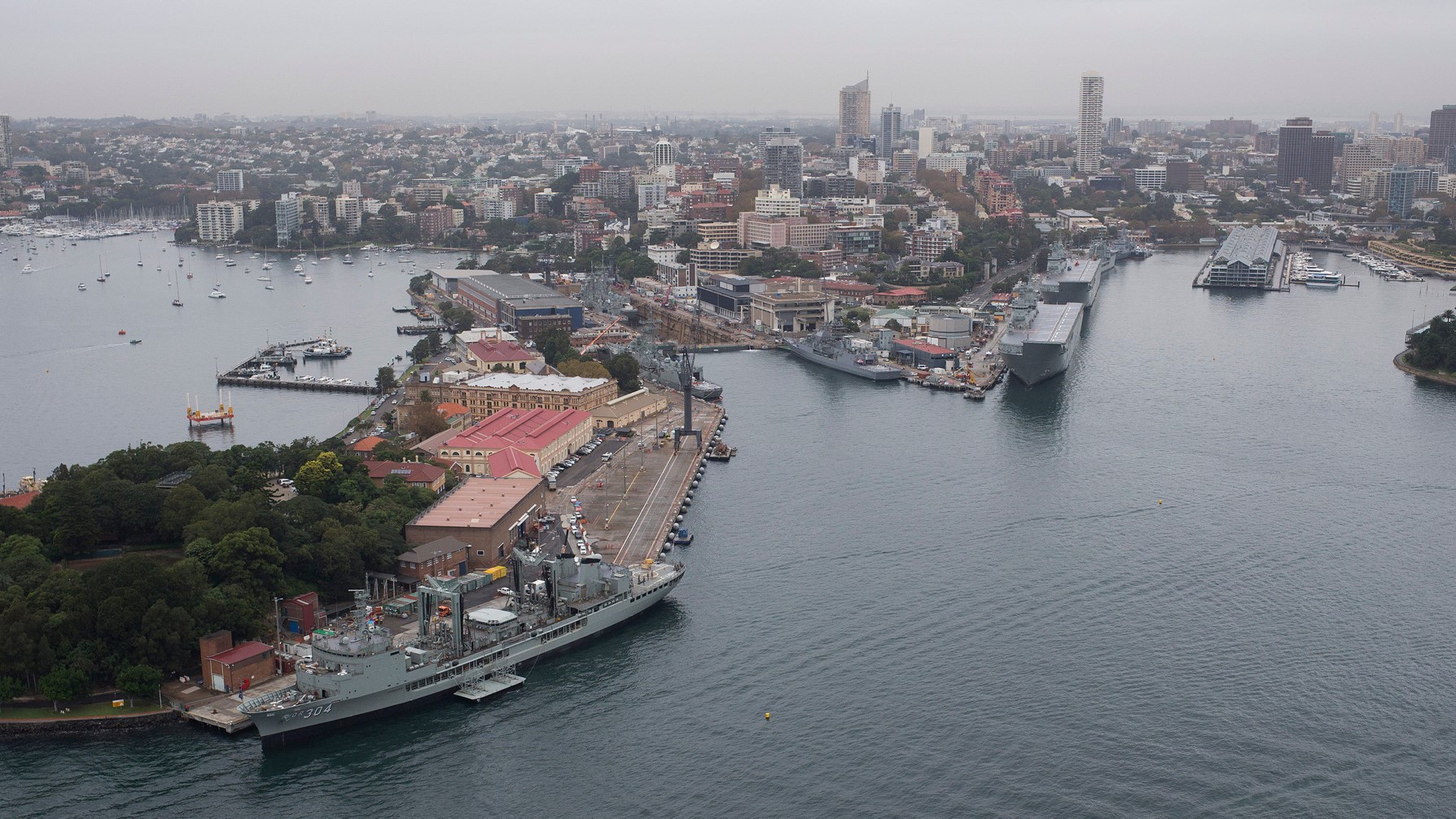 The Cairncross dockyard would be second in size to Garden Island in Sydney Harbour (pictured). Photo: Department of Defence