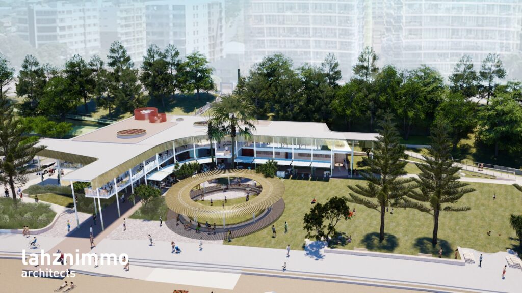 A render of what the new Sutton Beach Pavilion at Redcliffe will look like. Graphic: Moreton Bay Council