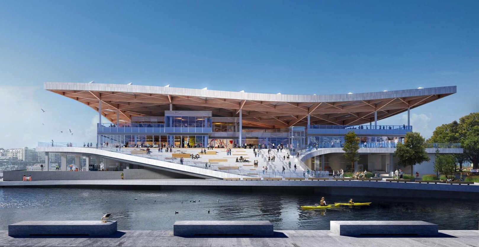 A render of the new Sydney fish market’s western side. Graphic: NSW Government.