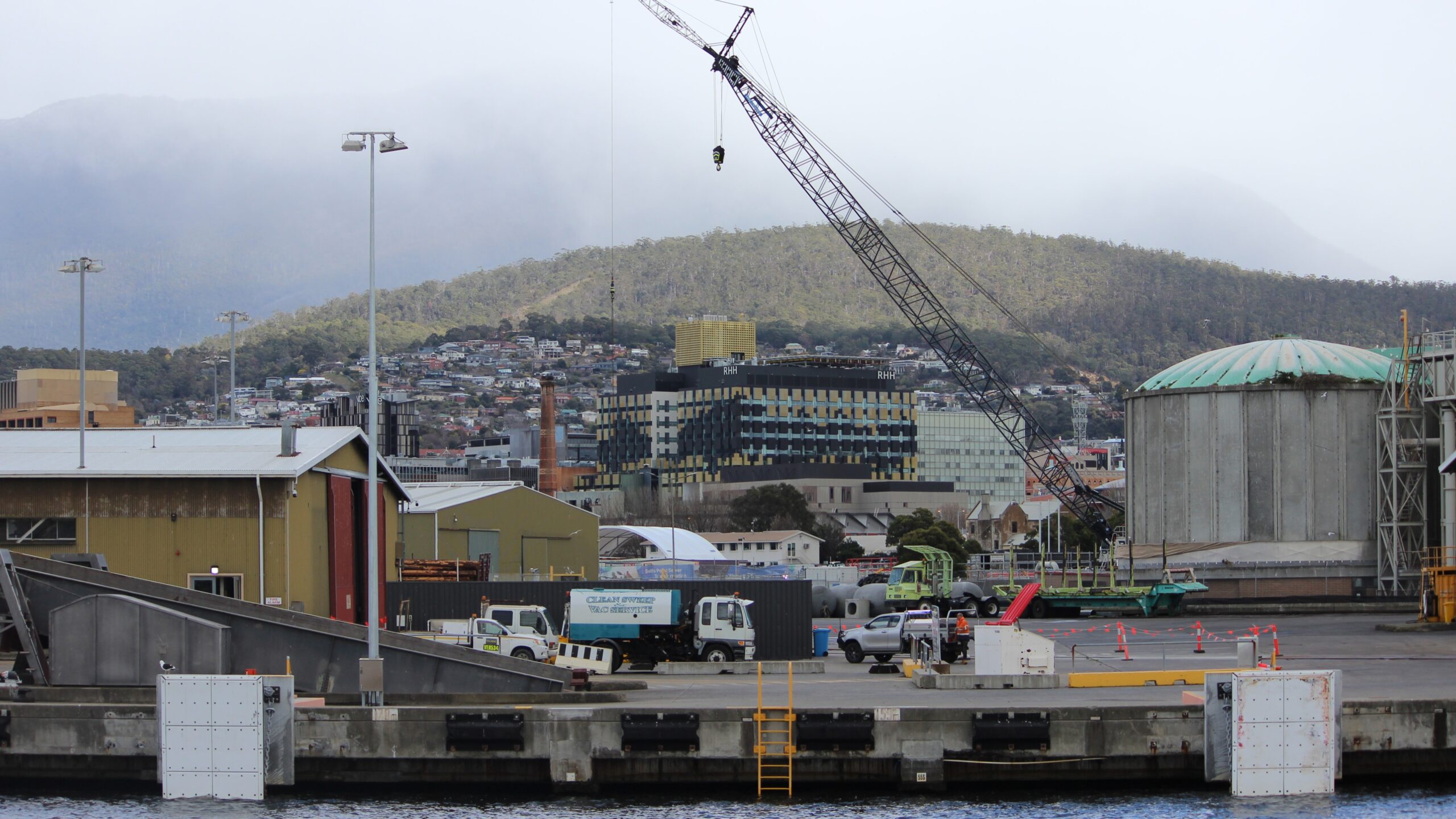 Tasmania ... cranes over the site at Macquarie Point, Hobart, in September. Photo: ANDREW KACIMAIWAI