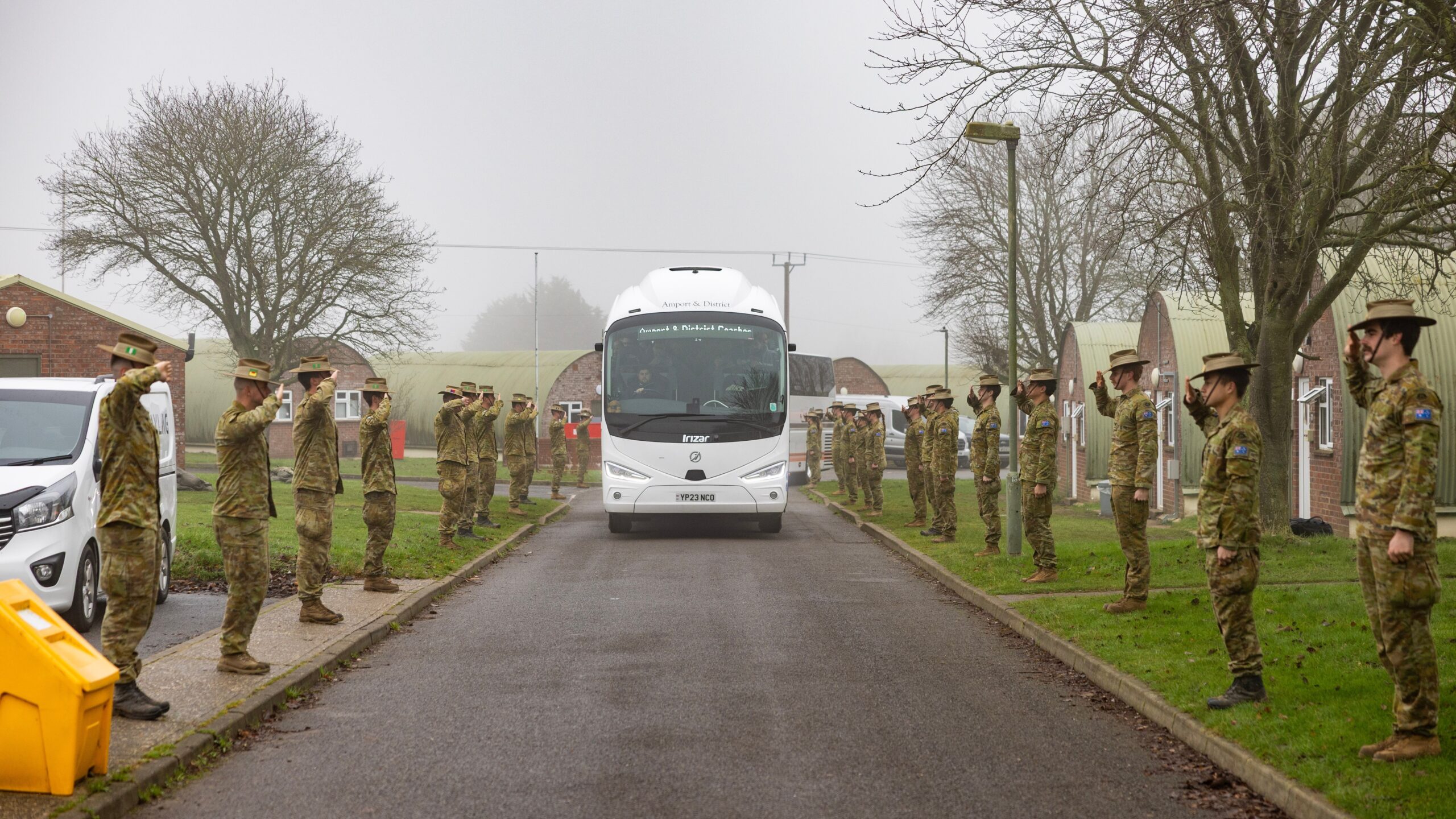 NATO ... soldiers farewell Ukraine soldiers after training in the United Kingdom last year. Photo: Department of Defence.