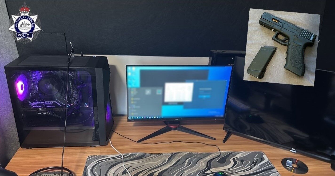 swatting ... Some of the equipment seized (including the gun inset) at the NSW house last month. Photo: AFP.