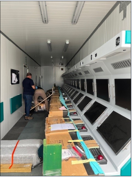 Inside one of the seized classroom containers. Photo: US Department of Justice.