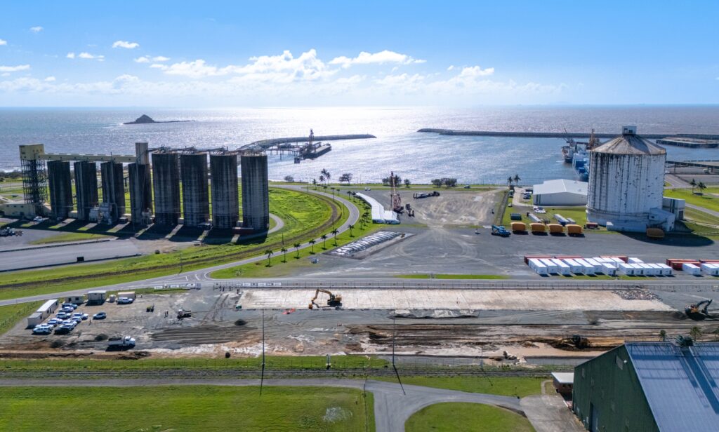 Construction work on the container depot under way at Mackay Port. Photo: NQBP.