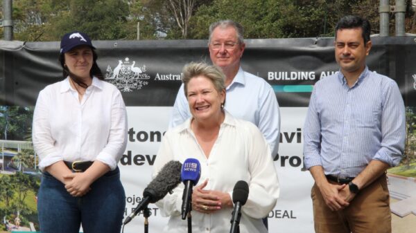 (L-R) Federal MP for Petrie Emma Cromer Moreton Bay Mayor Peter Flannery (back), Redcliffe MP Kerri-Anne Dooley (front) and councillor Karl Winchester. Photo: ANDREW KACIMAIWAI