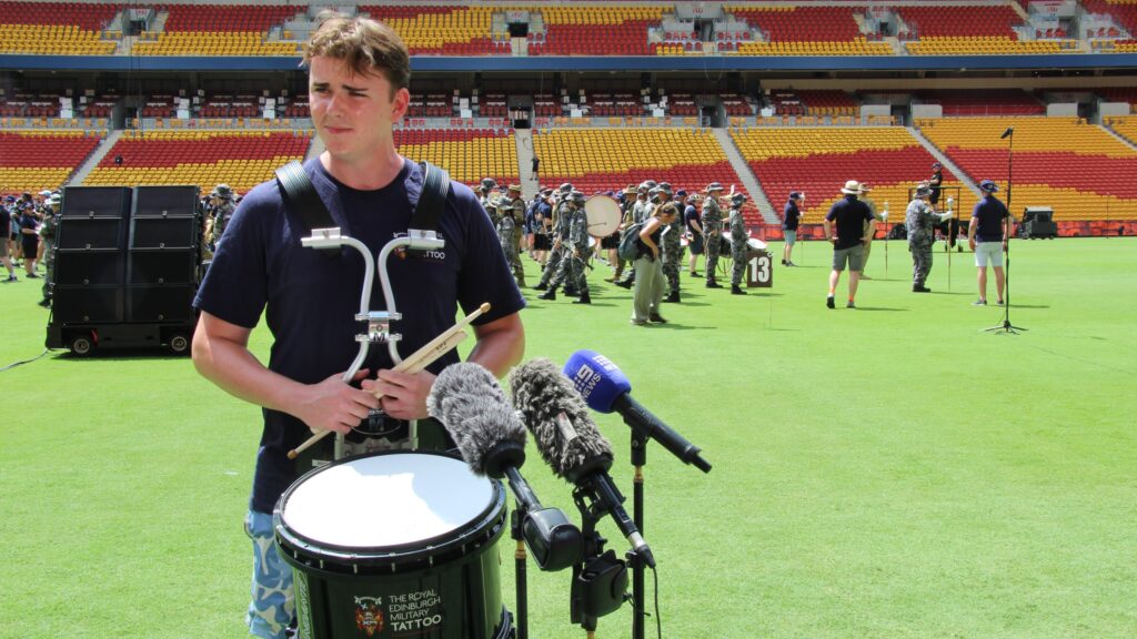 Brisbane drummer William Gibson will be a part of the Scottish Tattoo. Photo: ANDREW KACIMAIWAI.