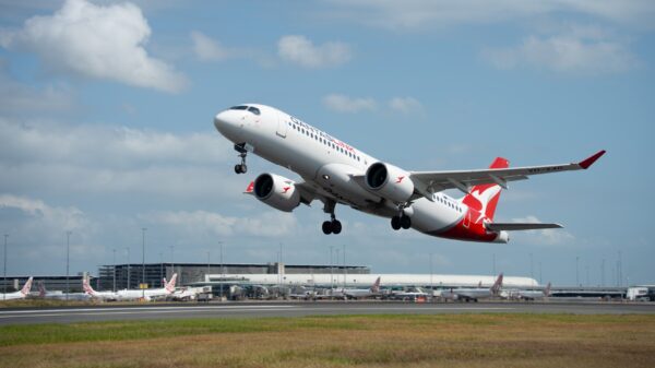 A QantasLink flight takes off from Brisbane Airport. Photo: supplied