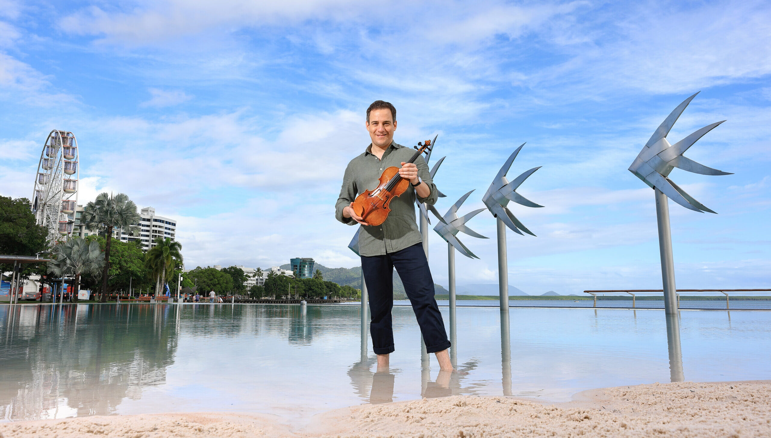 Chamber festival artistic director Jack Liebeck in Cairns for the launch of the 2026 program. Photo: supplied.