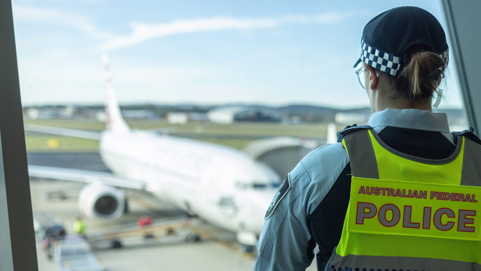 Rockhampton ... AFP officers at an airport. Photo: AFP