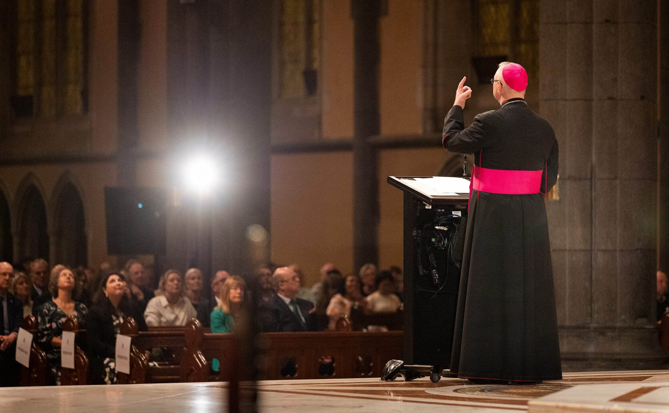 Archbishop Peter Comensoli in St Patrick's Cathedral, Melbourne. Photo: Casamento Photography.