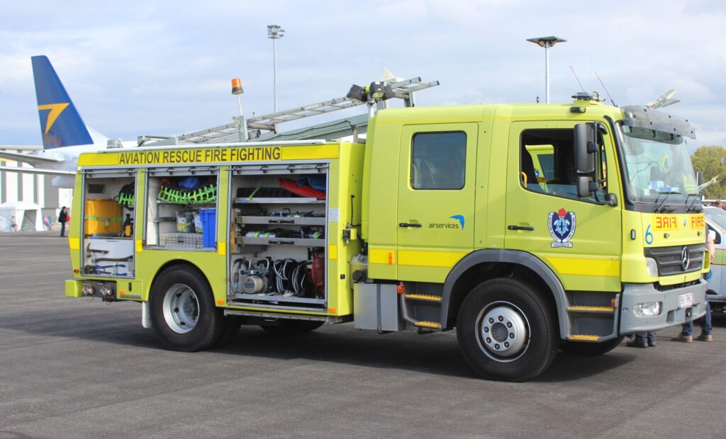 An Airservices Australia fire tender at Brisbane International Airport. Photo: ANDREW KACIMAIWAI.