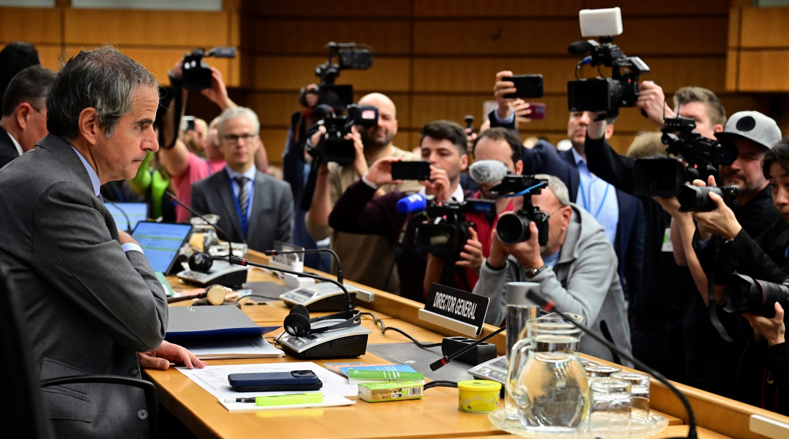 Nuclear watchdog boss Rafael Mariano Grossi faces media photographers in Vienna, Austria. (Photo: Dean Calma/IAEA)