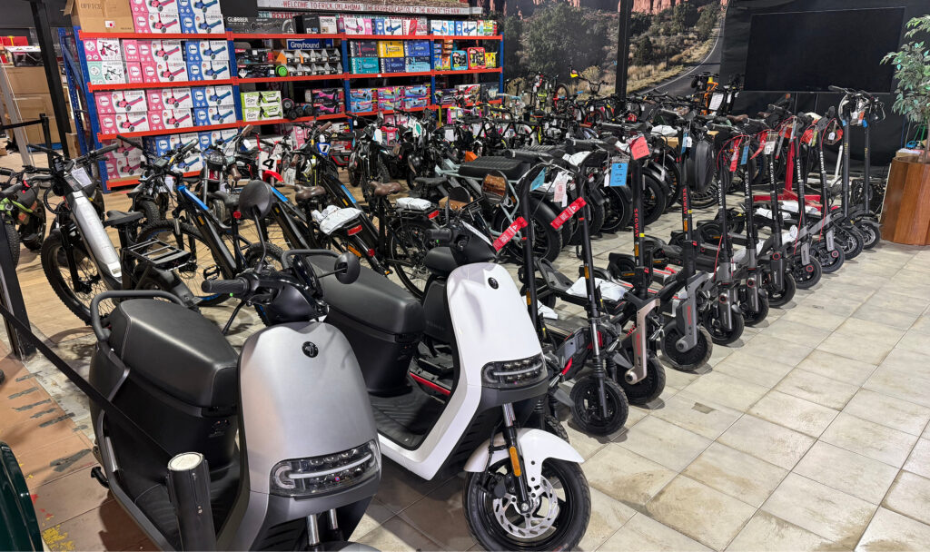 A showroom floor full of e-bikes and e-scooters that are part of a $2 million-plus clearance. Photo: supplied.