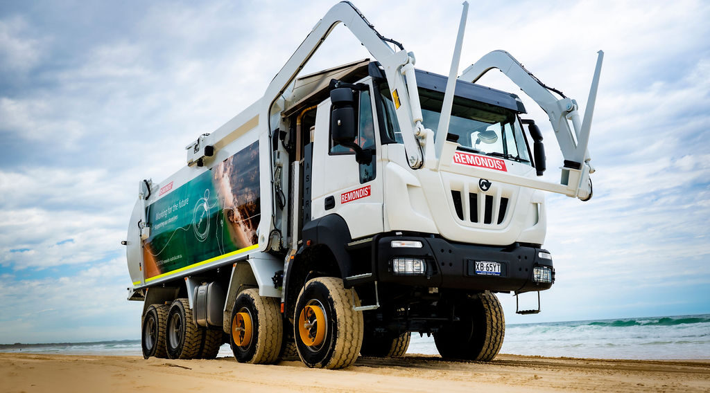 The custom-made waste truck on K'gari/Fraser Island. Photo: Dan Filmer