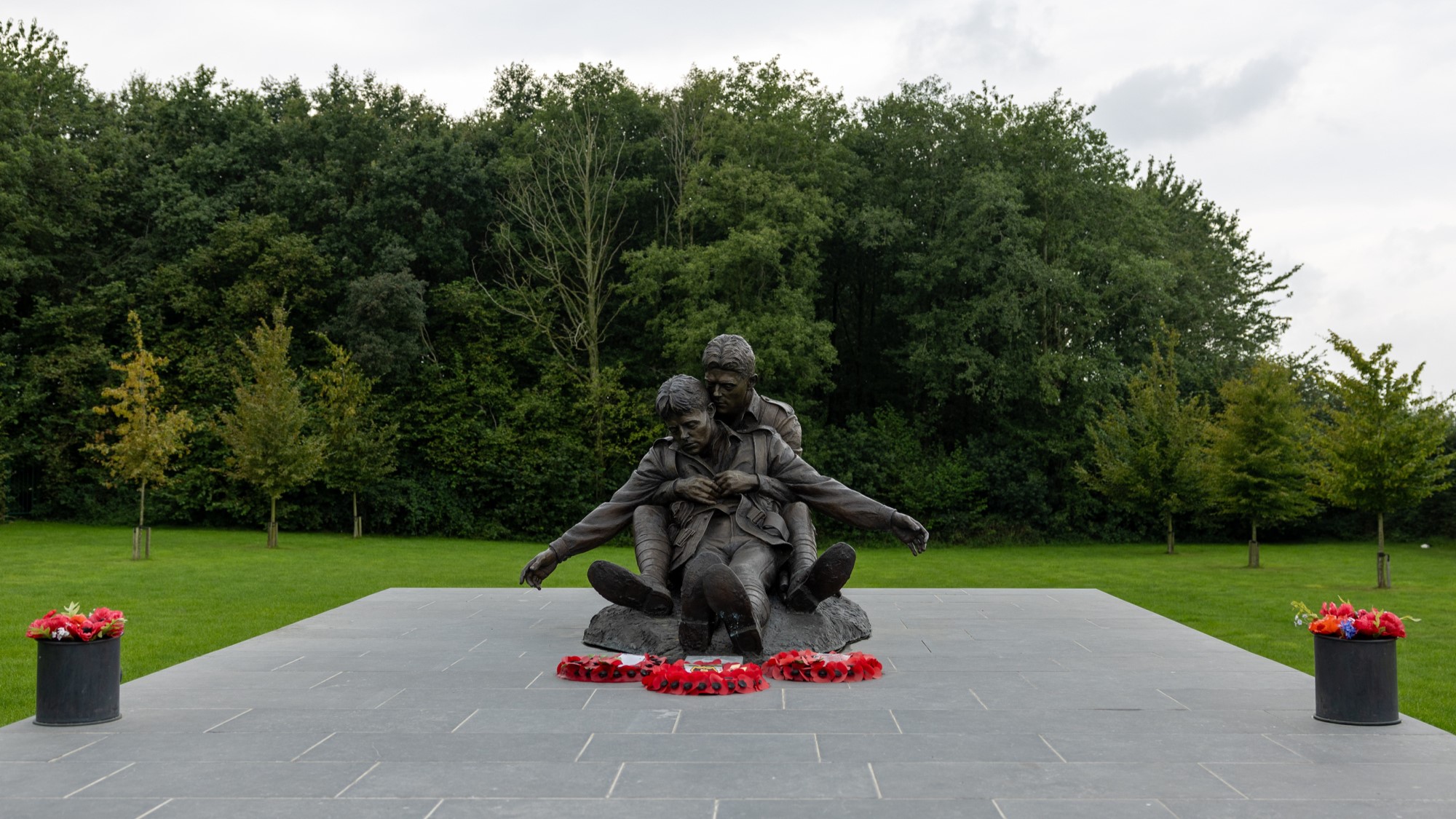 Dignity ... The Brothers in Arms memorial depicts brothers James and John Hunter and is located at Zonnebeke, near Ypres, in Belgium. Picture: Department of Defence.