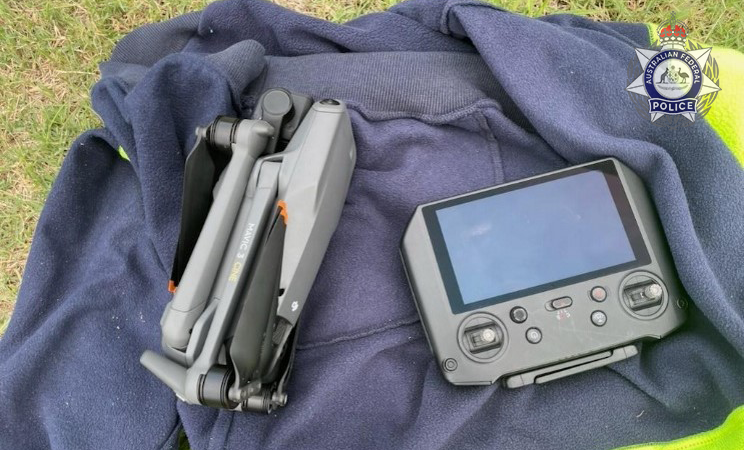 The drone and controller seized by AFP officers at Port Botany early this year. Photo: AFP