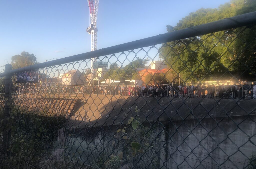 Track ... The post-work queue seen at Bowen Hills Station on Tuesday, April 7. Photo: ANDREW KACIMAIWAI