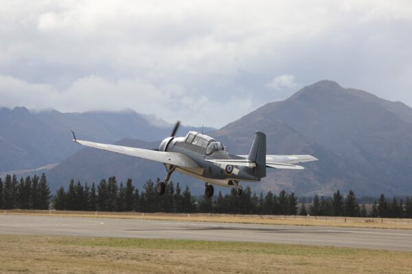 The WWII-era Avenger taking off from Wanaka Airport at the 2014 airshow. Photo: ANDREW KACIMAIWAI