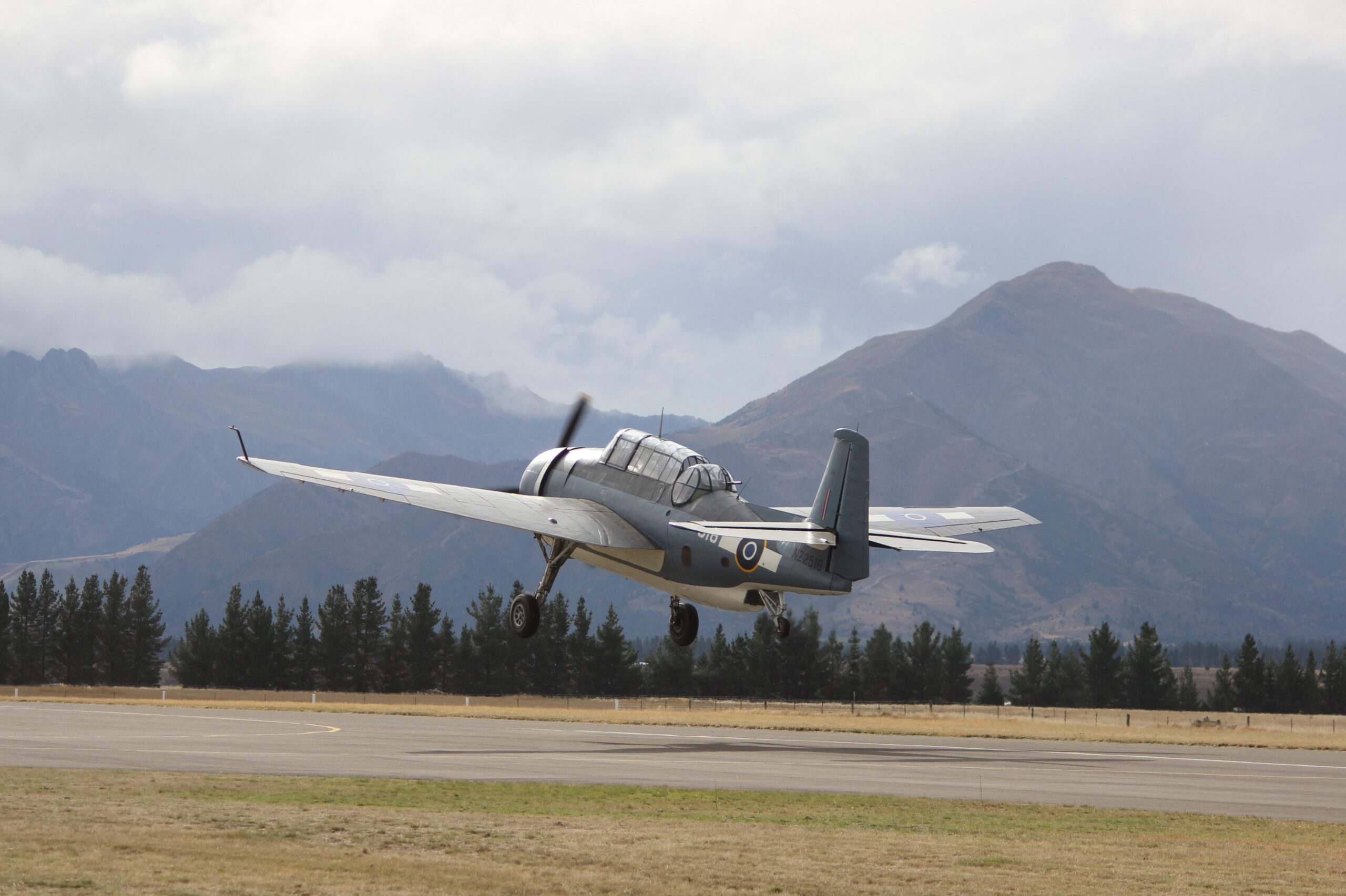 The WWII-era Avenger taking off from Wanaka Airport at the 2014 airshow. Photo: ANDREW KACIMAIWAI