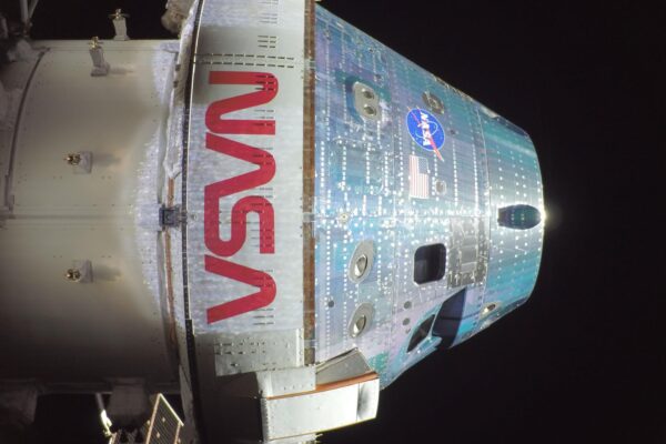 This Orion ‘selfie’ was taken with a camera mounted on a solar wings during a routine external inspection. Photo: NASA.