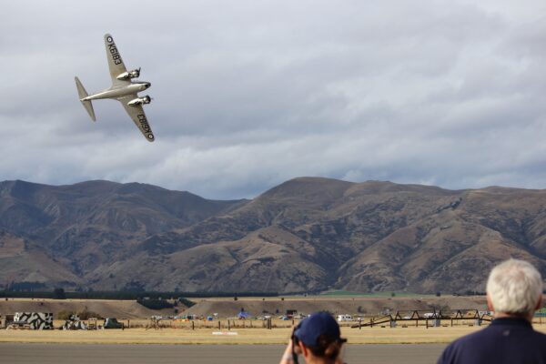 An Avro Anson pulls out after a ground attack demonstration. Photo courtesy ANDREW KACIMAIWAI