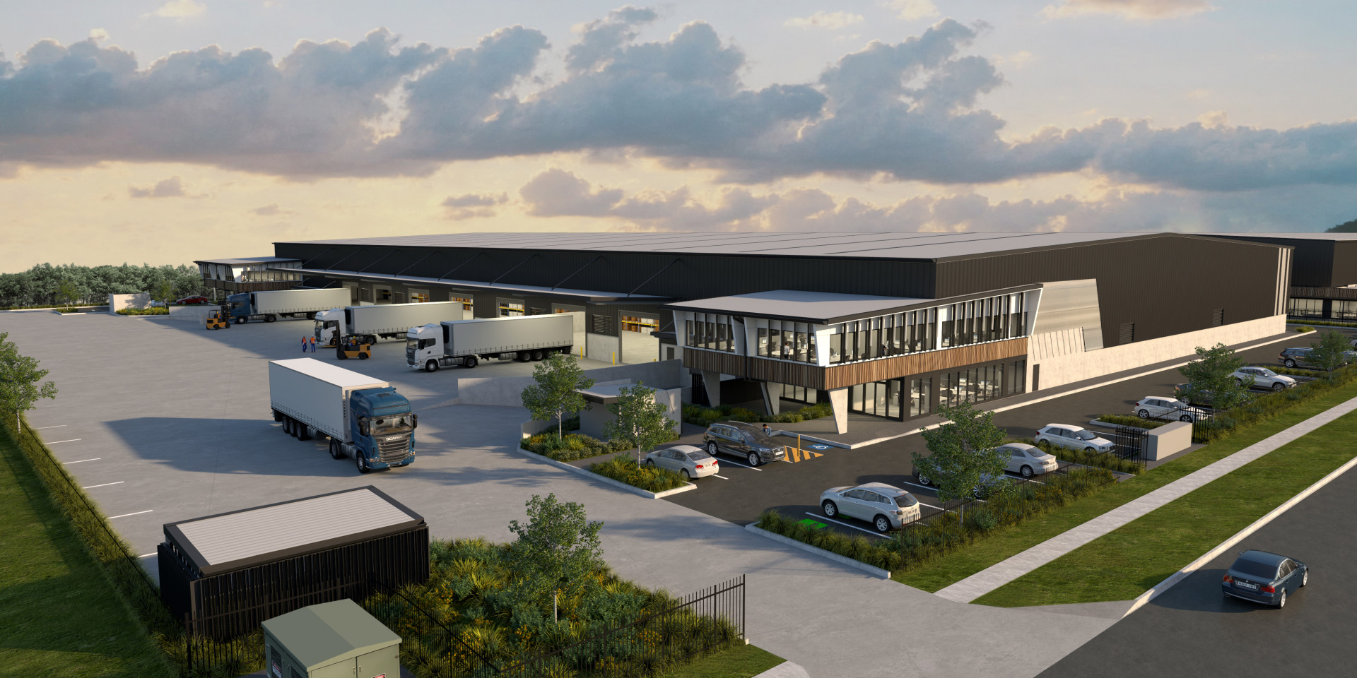 A render of what the new industrial precinct will look like. Image: Brisbane Airport.