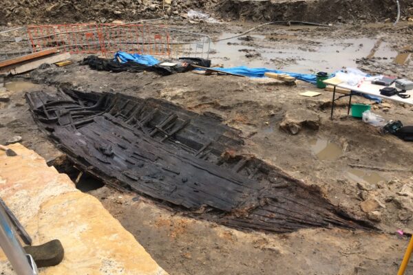 The Barangaroo Boat with its ceiling planking intact. Photo: Benjamin Wharton, Sydney Metro 2018