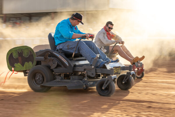 Mower racing at Boulia. Photo: Matt Williams/supplied.
