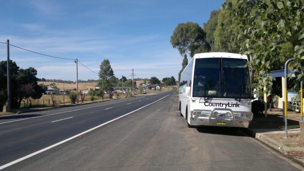 FILE … A CountryLink (now TrainLink) coach on a stop from the NSW South Coast en-route to Canberra. Photo: ANDREW KACIMAIWAI.