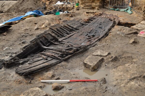 The boat during excavation. Photo: Casey & Lowe Sydney Metro 2018